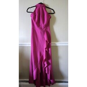 WOOSEA Women's High Neck Split Bodycon Mermaid Evening Cocktail Pink Size S